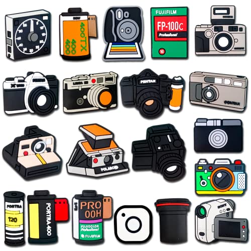 20Pcs Camera Shoe Charms for Clogs Sandals Bracelet Wristband Slippers Water Shoes, Photographer Shoe Decoration Charms for Kids Teens Adults Men Women Party Favor Gifts
