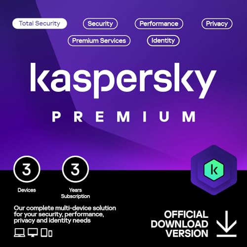 Kaspersky Premium Total Security 2024 | 3 Devices | 3 Years | Anti-Phishing and Firewall | Unlimited VPN | Password Manager | Parental Controls | 24/7 Support | PC/Mac/Mobile | Online Code