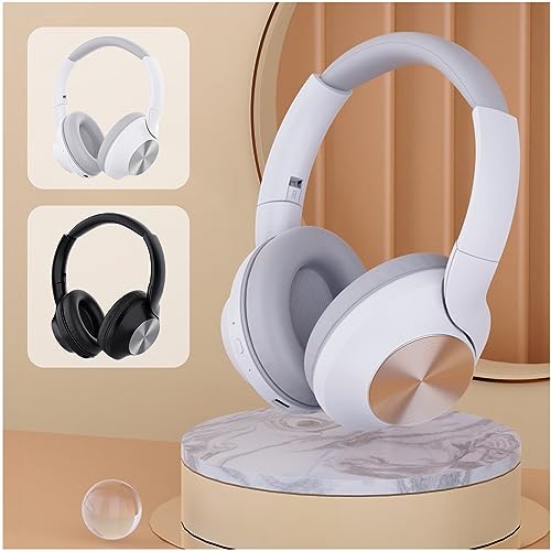 ufehgfjh Headphones Wired and Wireless Dual-Mode Bluetooth Headset Subwoofer Bluetooth 5.1 Mobile Computer Game Music Sports Game Headphones (White)