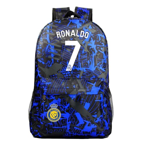 PaPama Student Al Nassr FC Bookbag-Youth Cristiano Ronaldo Waterproof Rucksack-Casual Travel Bag for Teen