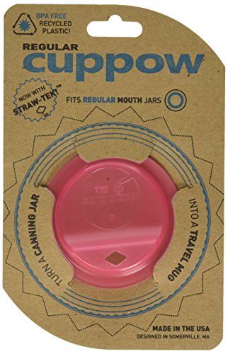 Original Cuppow Regular - Drinking Lid for Regular Mouth Canning Jar! - Pink