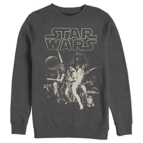Star Wars Men's Poster - Crew Fleece Sweatshirt Charcoal Heather, Large