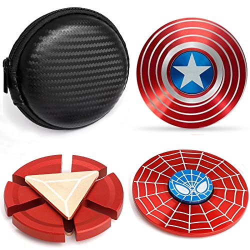 SuperHero Fidgeting Party Favors Fidget Metal Set Hand Spinner Focus Copper Fidget Toys Fingertip Gyro Stress Relief Cube EDC ADHD Toy Best Gifts Xmas Birthday Goody Bag Gifts For Kids Adults(3Pack)