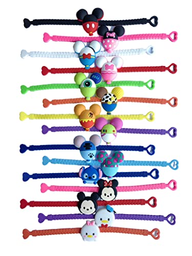 YAOSHUXIAN 15pcs Cartoon Characters Rubber Bracelets Wristband Bracelets for Birthday Party Supplies Favors Prize Rewards