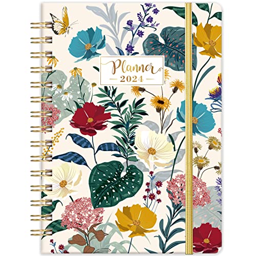 2024 Planner - 2024 Planner Weekly and Monthly from Jan. 2024 - Dec. 2024, 6.4' x 8.5', Planner 2024 with 12 Monthly Tabs, Hardcover, Thick Paper, Elastic Closure, Back Pocket, Perfect Organizer