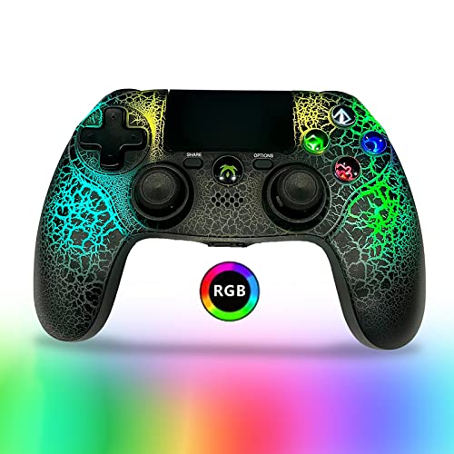 DYONDER Wireless Controller for PS4, Wireless Remote Gamepad with Unique Cracked Design/Dual Vibration/6-Axis Motion Sensor/Audio Function, Game Controller Widely Compatible with PS4/PC/iOS(Black)…