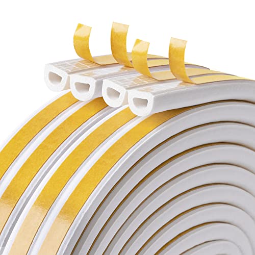 33Feet Long Weather Stripping for Door,Insulation Weatherproof Doors and Windows Seal Strip,Collision Avoidance Rubber Self-Adhesive Weatherstrip,(2 Rolls,16.5Ft/10m Each,White)