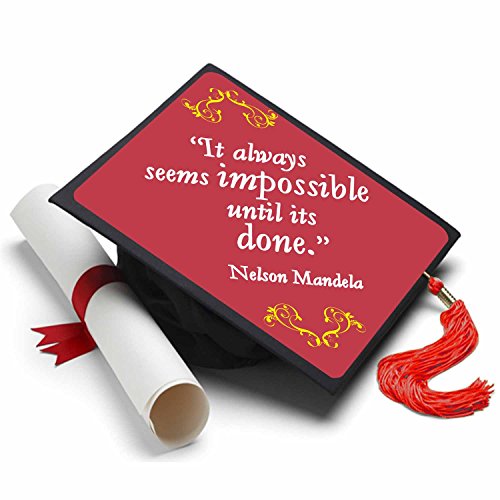 Tassel Toppers - Nelson Mandela Grad Cap Topper, Grad Cap Decorations or Graduation accessories. Positive Quote topper for graduation hat.