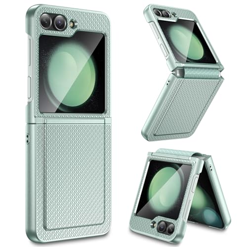 Maxdara for Z Flip 5 Case, Samsung Galaxy Z Flip 5 Case with Hinge Protection & Built-in Front Screen Protector Support Wireless Charging Hard PC Phone Case for Galaxy Z Flip 5 5G- Mint Green