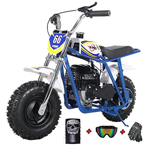 X-PRO 40cc Mini Dirt Bike Mini Pit Bike Dirt Bikes Motorcycle Gas Power Bike Off Road (Blue)