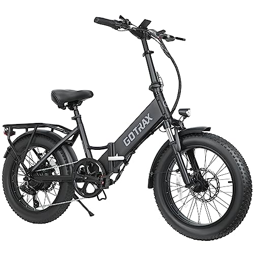 Gotrax F2 20' Folding Electric Bike with 55 Miles (Pedal-assist1) by 48V Battery, 20Mph Power by 500W, LCD Display and 5 Levels, 7-Speed&Front Shock Absorber for Off-Road Bicycle Black, Large