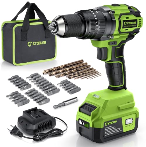 ETOOLAB Cordless Drill, Power Brushless Drill Set 45 Pieces, 70Nm professional 3-in-a 20V Wireless Electric Drill Driver with 4.0Ah Battery Compatible with Makita, Hammer Drill Cordless