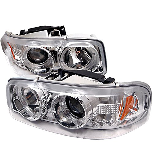 Spyder Auto PRO-YD-CDE00-HL-C GMC Sierra 1500/2500/3500/GMC Sierra Denali Chrome Halo LED Projector Headlight with Replaceable LEDs