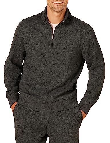 Amazon Essentials Men's Long-Sleeve Quarter-Zip Fleece Sweatshirt, Charcoal Heather, Medium