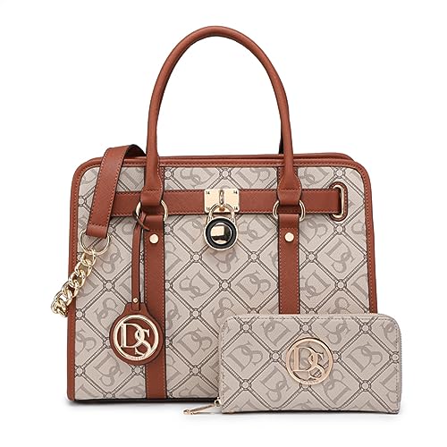 Dasein Women Ladies Handbags Purses Top Handle Satchel Tote Work Bag Shoulder Hobo Bag with Wallet Set 2pcs