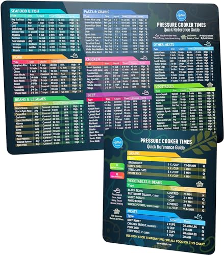 LOTTELI KITCHEN Instant Pot Cheat Sheet Magnet Set - Pressure Cooker Accessories Cook Times, Instapot Accessories, Instant Pot Accessories Quick Reference Guide Magnets (Black)