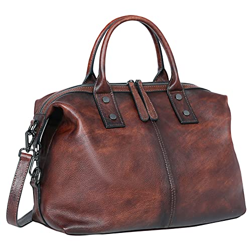 Iswee Leather Shoulder Bag Satchel Tote Bag Top Handle Handbag Designer Large Capacity Cross Body Bag(Coffee)