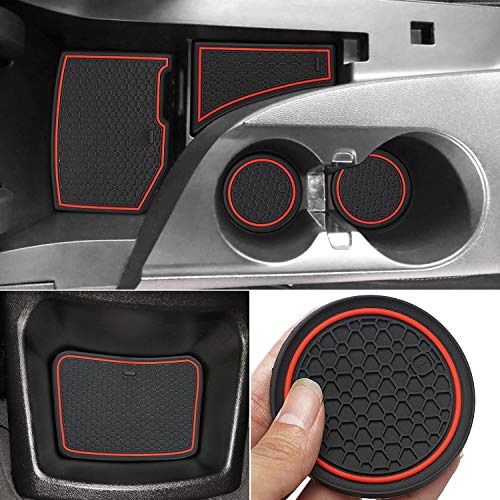 Auovo Anti Dust Mats for Camaro Accessories 2023 2022 2021 2020 2019 2018 2017 2016 Custom Fit Door Compartment Liners Cup Holder Center Console Mats Interior (Red, 9 pcs/Set)