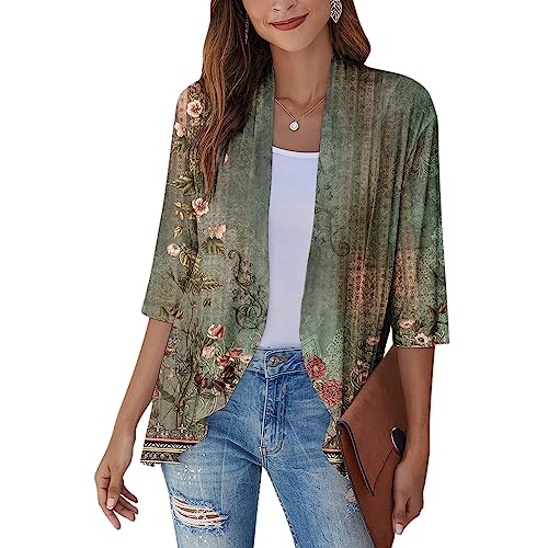 Cardigan for Women Dressy Cardigan Sweaters for Women Dressy Cardigan Sweaters for Women Lightweight 3/4 Sleeve Sweater Coat Jacket Loose Cover Up Printed Kimono Casual Outwear Tops Generic