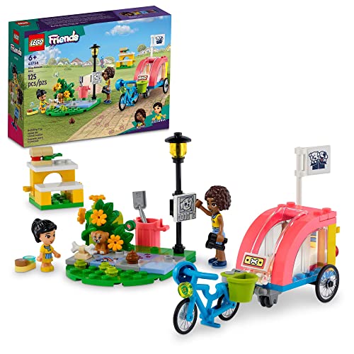 LEGO Friends Dog Rescue Bike Building Set 41738, Pretend Play Animal Toy Playset for Pet-Loving Kids, Girls and Boys Ages 6 and Up, Stocking Stuffer Idea with Puppy Toy Pet Figure and 2 Mini-Dolls