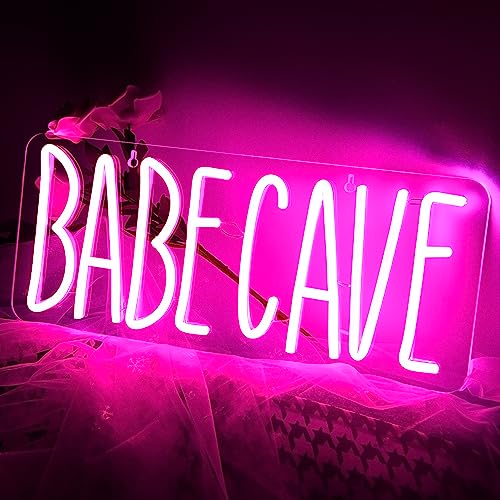 ATTNEON Babe Cave Neon Sign for Baby Room Wall Decor,Pink LED Sign,Babecave Light up light for Bedroom,Store,Bar,Home,Party,Kids Gift,Size16.1 * 6.7inches(JTLD032)