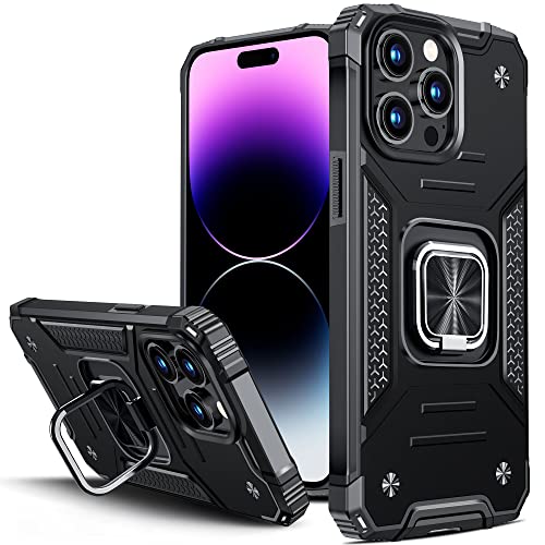 Vakoo Case for iPhone 14 Pro Max 6.7-Inch, Military Drop Shockproof Protection Phone Cover with Stand, Black