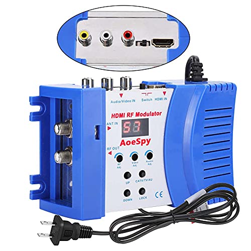 HDMI Modulator RF Converter RCA Coaxial Composite VHF UHF SDR Demodulator Adapter w/Antenna in/Out & Channel Switch for Roku Fire Stick Cable Box HD Digital AV Component Video to Analog NTSC Coax TV