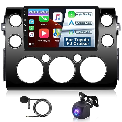 2GB 32GB Android Car Stereo for Toyota FJ Cruiser 2007-2013 Carplay Android Auto Mirror Link, 9 inch TouchScreen Radio GPS Navigation, Bluetooth WiFi, FM RDS Radio, Canbus, SWC, AHD Camera Double Din