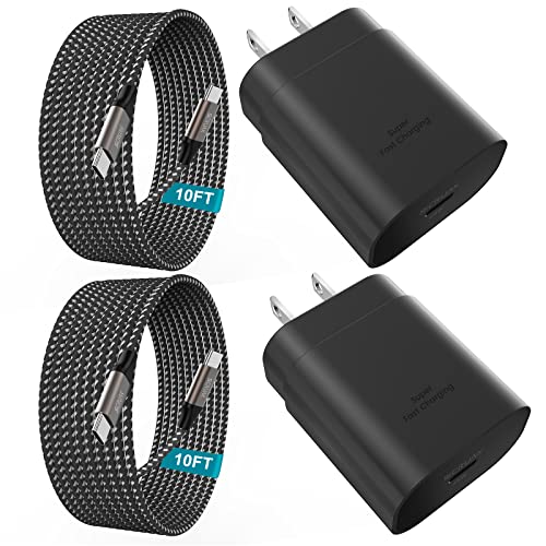 25W Samsung Super Fast Charger Type C, SCRUAK 2Pack S23 Ultra Charger PD/PPS USB C Super Fast Charging Block&10FT Type C Cord for Samsung Galaxy S23/S23+/S23 Ultra/S22/S22+/S22 Ultra/S21/S20/Note 20