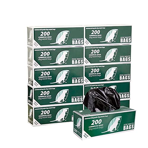 Commercial Grade 8'x13' Pet Waste Roll Bags - 40% Thicker Than Mini Leash Roll Bags - Fits Any Pet Waste Station - 10 roll Case pack of 200 bags (2,000 bags total)