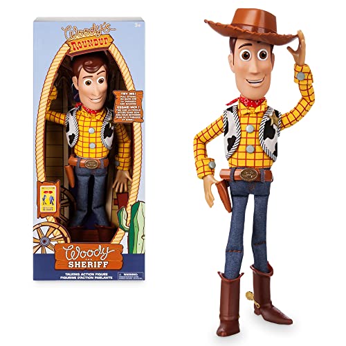 Disney Store Official Woody Interactive Talking Action Figure from Toy Story 4, 15 Inches, Features 10+ English Phrases, Interacts with Other Figures, Removable Hat, Ages 3+