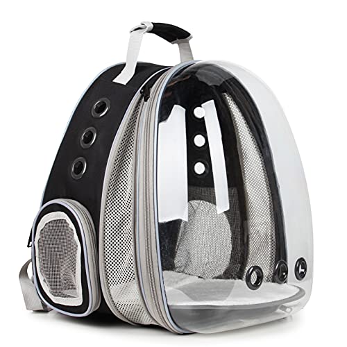 Lollimeow Bubble Expandable Cat Backpack Pet Travel Carrier for Cats and Dogs(Black-Front Expandable)