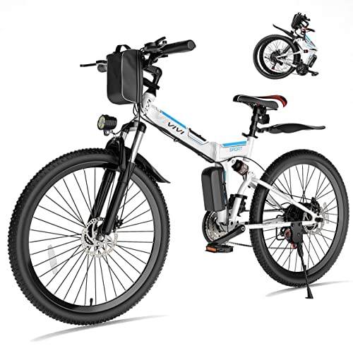 Vivi Folding Electric Bike, Electric Mountain Bike 500W Ebike 26'' Electric Bike for Adults with 48V Removable Battery, Professional 21 Speed Adults Ebike, Dual Shock Absorber