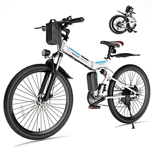 Vivi Folding Electric Bike, Electric Mountain Bike 500W Ebike 26'' Electric Bike for Adults with 48V Removable Battery, Professional 21 Speed Adults Ebike, Dual Shock Absorber