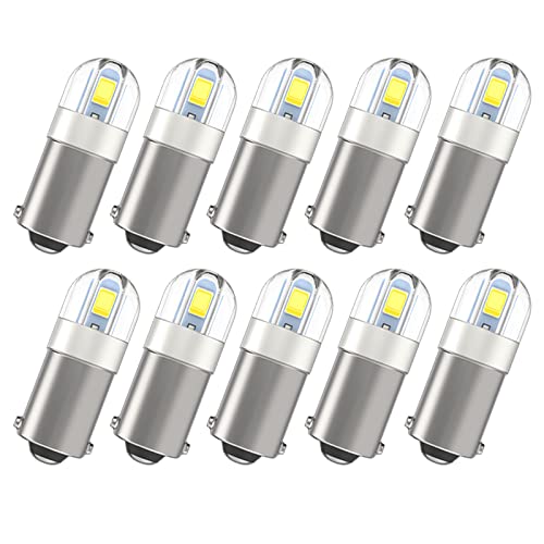 Serundo Auto BA9S Led Car Bulb BA9 1895 1891 53 57 Led Car Bulb, 2SMD 3030Chips 6000K White 47830 64111 3893 LED Car Bulb for Car Interior Dome Map License Plate Glove Box Light etc, Pack of 10pcs