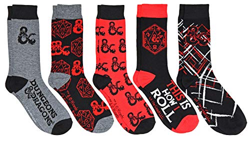 Hyp Dungeons and Dragons D&D This Is How I Roll Men's Crew Socks 5 Pair Pack