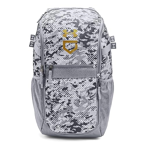 Under Armour unisex-adult Utility Baseball Backpack Print, (036) Steel / / Metallic Gold, One Size Fits All
