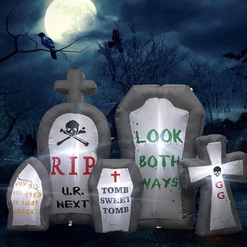 PARTY Life 7 Ft Halloween Inflatable Outdoor Decorations Halloween Tombstone Decoration Halloween Blow Up Yard Decorations Inflatable Halloween Decorations for Party Indoor Outdoor Garden