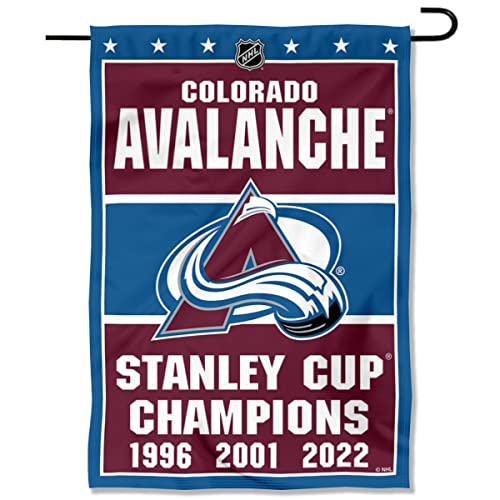 Colorado Avalanche 3 Time Stanley Cup Champions Double Sided Garden Banner Flag