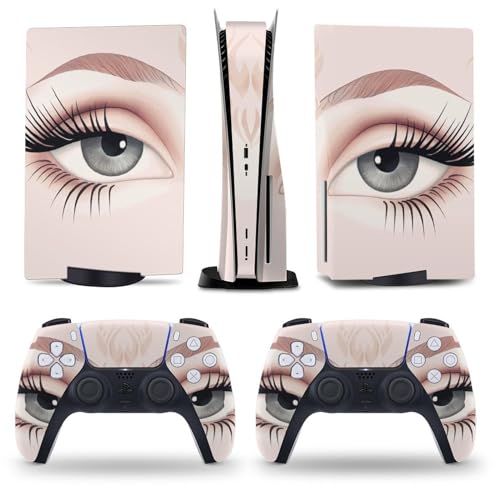AoHanan Crown Eye Lashes Eyebrow PS5 Skin Console and Controller Accessories Cover Skins Anime Vinyl Cover Sticker Full Set for Playstation 5 Disc Edition