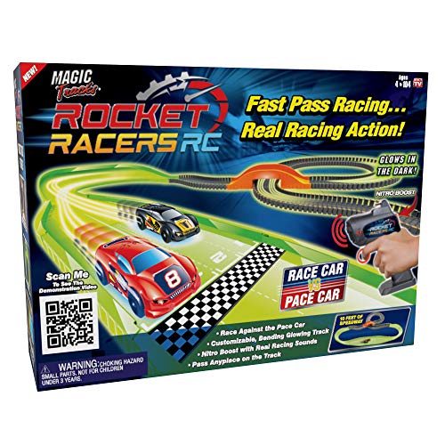 Ontel Magic Tracks Rocket Racers Remote Controlled Race Car vs Pace Car Track Set