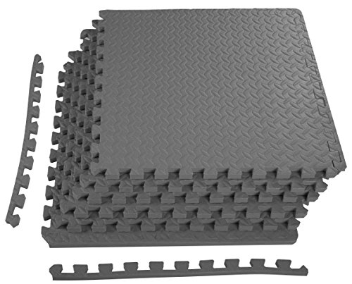BalanceFrom Puzzle Exercise Mat with EVA Foam Interlocking Tiles for MMA, Exercise, Gymnastics and Home Gym Protective Flooring, 3/4' Thick, 24 Square Feet, Gray