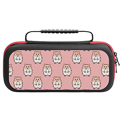 Cute Red Eyes Hamster Travel Carrying Case Game Bag for Nintendo Switch Console Accessories Holds 20 Game Card Bag