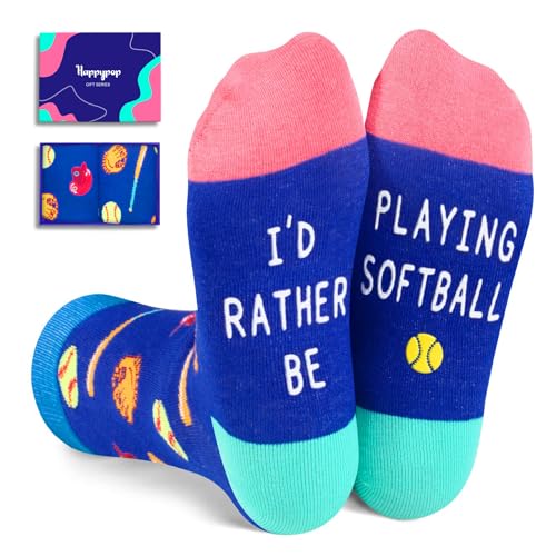 HAPPYPOP Softball Gifts For Girls Boys Kids, Gifts For Softball Players Team, Girls Boys Kids Softball Socks Stocking Stuffers