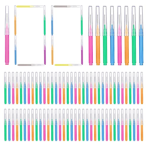 GOUWEIBA 100pcs Braces Brush Disposable Interdental Brush Toothpick Dental Tooth Flossing Head Oral Dental Hygiene Flosser Dental Hygiene Flosser Tooth Cleaning Tools (Mixed Color)