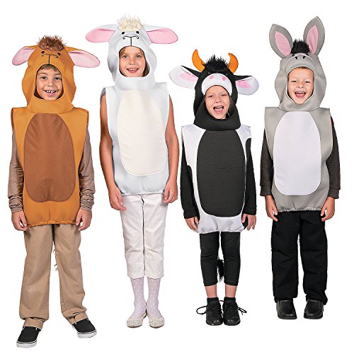 Fun Express Deluxe Nativity Animal Costume Assortment (camel, cow, donkey and lamb costume) Christmas Play and Pageant Supplies
