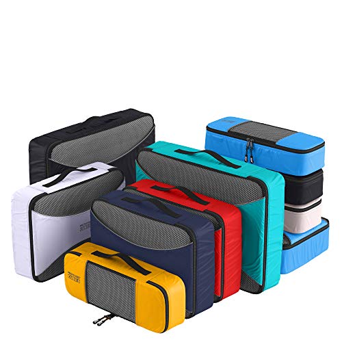PRO Packing Cubes for Travel | 10 Piece Luggage Organizer Set | Premium Quality Travel Cubes for Packing Suitcase, Carry-on, Bags and Backpack - Mixed Colors