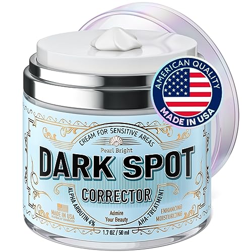 PearlBright Dark Spot Remover/Corrector for Face, Body and Sensitive areas with Licorice, Mulberry Extract Arbutin - Natural Skincare for Underarms, Elbows & Privates - Made in USA - 1.7OZ