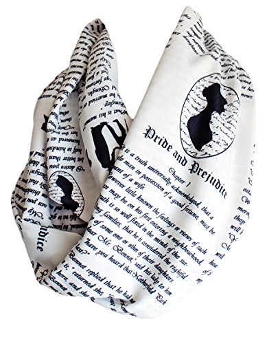Etwoa Jane Austen Pride and Prejudice Book White Infinity Scarf Circle Loop Scarf