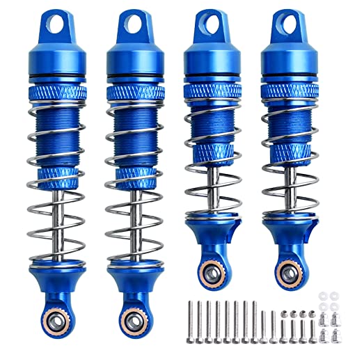 HobbyPark Aluminum Shocks Absorber Assembled Front & Rear Full Metal for 1/18 losi Mini T 2.0 Mini-B, Replace Parts LOS314004 LOS314005 (4-Pack) (Blue)